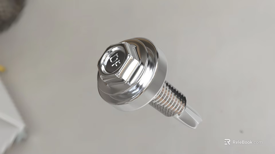Shiny Metal Hexagonal Head Bolt Hardware Tool With Threaded Shank And Hook Design 3d model 