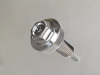 Shiny Metal Hexagonal Head Bolt Hardware Tool With Threaded Shank And Hook Design 3d model