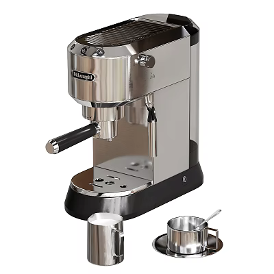 Delonghi Stainless Steel Espresso Coffee Machine With Milk Frother For Home Kitchen Use 3d model