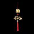 Chinese Style Hanging Pendant with Gold Bell Red Tassel and Good Luck Characters