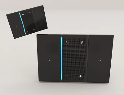 Black Modern Switch Panel With Blue Accent Strip And Control Buttons 3d model
