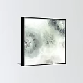 Two Panel Abstract Watercolor Paintings With Soft Green Gray White Tones And Black Frames 3d model