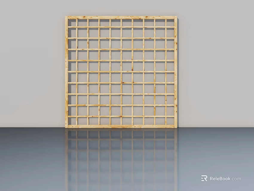 Wooden Grid Design Swing Door For Home Interior Decorative Use 3d model 