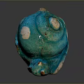 Turquoise Frog Ceramic Figurine With Textured Surface And Vintage Handcrafted Details