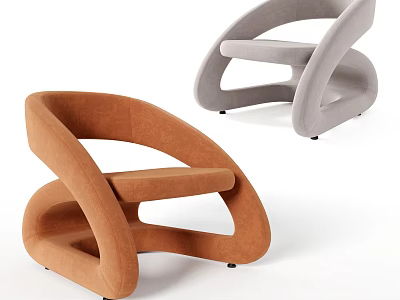 Modern Leisure Chairs In Orange And Gray With Curved Frame Design 3d model