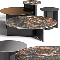 Modern Coffee Table With Round Marble Top And Black Metal Base Design 3d model