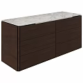 Modern Dark Wood Drawer Cabinet With Smooth Marble Top Surface 3d model