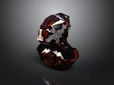 Mechanical Character And Creature Armor With Red Silver Complex Geometric Structure 3d model