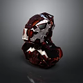Mechanical Character And Creature Armor With Red Silver Complex Geometric Structure