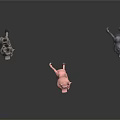 Colorful Donkey And Pig Toy Figurines In Standing Poses On Dark Reflective Surface