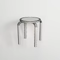 Brass Stool With Round Seat And Curved Legs In Modern Minimalist Design On White Background