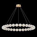 Elegant Golden Circular Chandelier Adorned With Crystal Beads For Home Interior Design