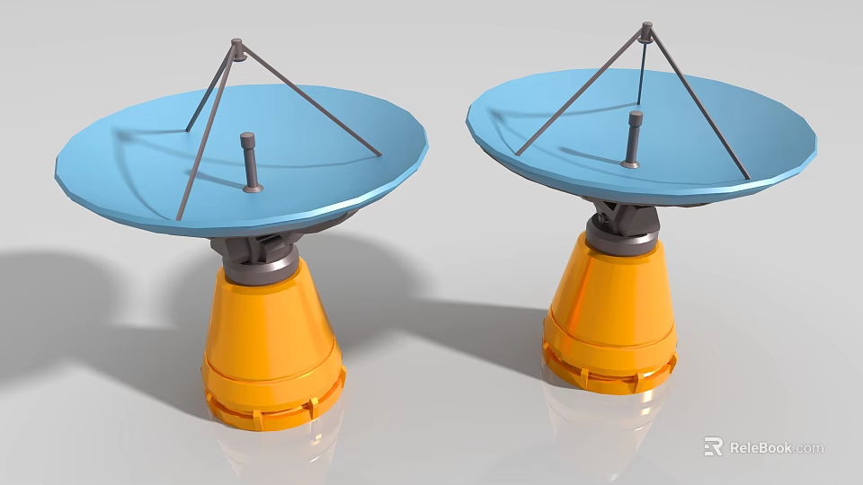 Industrial Equipment Featuring Blue Disc Tops And Yellow Tripod Supports 3d model 