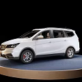 White SUV Car Showcased On Blue Circular Platform Against Black Background