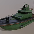 Green Workboat Featuring Deck Railing Antennas Superstructure And Hull 3d model