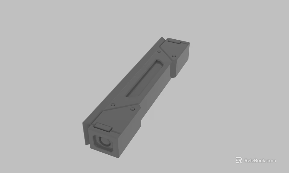 Gray Elongated Mechanical Part 3D Model With Holes And Grooves Structure 3d model 