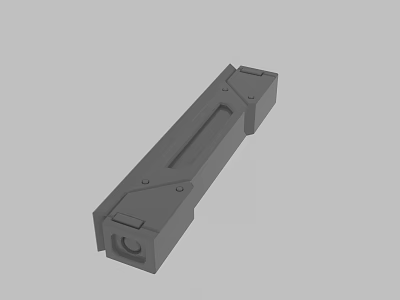 Gray Elongated Mechanical Part 3D Model With Holes And Grooves Structure 3d model