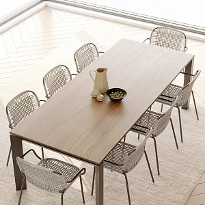 Modern outdoor dining table and chair combination 3d model