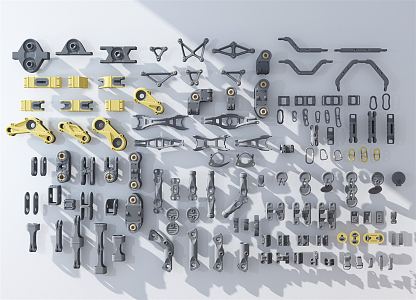 Modern machinery parts hardware combination equipment parts combination 3d model