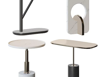 Modern Elegant Side Tables with Marble Tops and Metal Bases in Various Designs 3d model