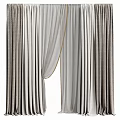 Modern Neutral Curtain Design With Sheer Layer And Textured Panel Details 3d model