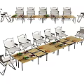 Folding Outdoor Chairs with Metal Frame White Seats and Wooden Table for Outdoor Dining