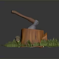 Tomahawk Round Wood Axe Wood Axe Handle Axe Mountain Axe Chopping Wood Axe Chopping Wood Axe Magic Axe 3d model
