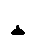 Modern Silver Metal Pendant Light With Dome Shade And Warm Glow Over White Brick Wall