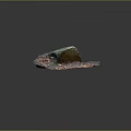 Natural Stone Wood Decorative Piece With Green Moss And Brown Bark