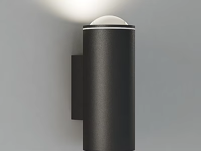 Modern Black Wall Lamp With White Top Mounted On Gray Wall Lighting Effect 3d model