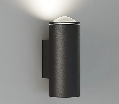 Modern Black Wall Lamp With White Top Mounted On Gray Wall Lighting Effect 3d model