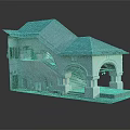 Detached Villa Exterior Design With Blue Roof White Walls Arched Porch And Staircase