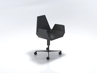 Modern Black Single Chair With Sleek Design And Rolling Wheels For Office Use 3d model