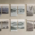 Curtain Rolling Shutter Landscape Painting Rolling Shutter Curtain Drawing Curtain Blind Vertical Curtain Zen Rolling Shutter 3d model