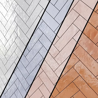 Tile Components In Herringbone Pattern With White Light Blue Pink Brown Colors 3d model