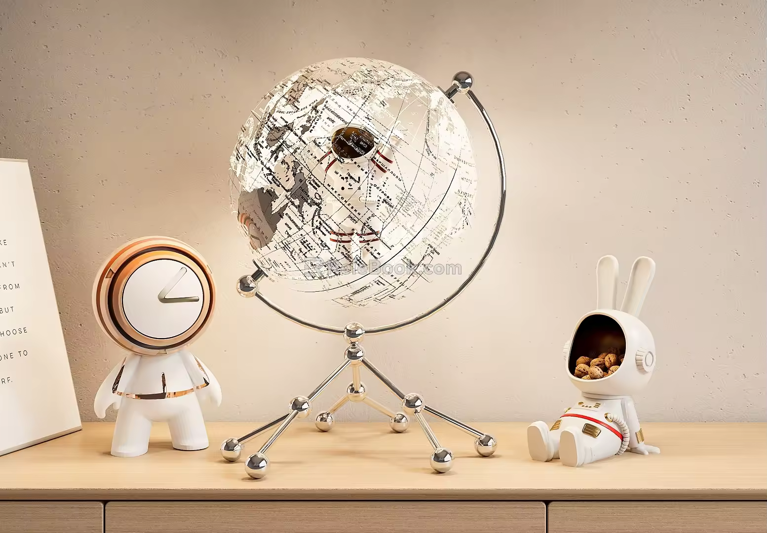 Astronaut Ornaments Combination Micro Square Transparent Globe Desktop Ornaments Combination 3d model