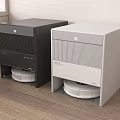 Smart Robotic Cleaning Devices Black And White On Indoor Wooden Floor