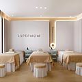 SUPERMOM SPA Relaxation Space With Massage Beds Stools And Green Window View 3d model