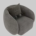 Light Gray Single Seater Sofa Featuring Curved Design Geometric Pattern Pillow on Black Circular Base 3d model