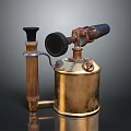 Antique Brass Blowtorch Weapon With Vintage Metal Pipe And Base Design