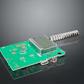 Green Electronic Circuit Board With Display Screen And Spiral Component 3d model