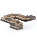 Sectional Multi Person Sofa With Light Brown Upholstery L Shaped Design And Metal Legs