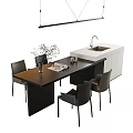 Modern Kitchen Table And Chairs Set With Wooden Top Leather Seats Newspaper And Vase