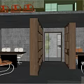 Modern Public Office Space Interior Design With Wooden Bookshelves Desks And Chairs