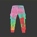 Red Work Pants With Black Accents And Multiple Pockets For Daily Use 3d model