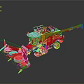 Red Agricultural Combine Harvester Farm Equipment With Front Header And Cab