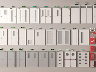 Modern fire door fire door combination 3d model