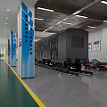 School Railway Technical Training Facility With Train Carriage Model On Tracks And Blue Pillars