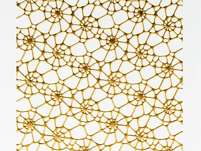 Gold Decorative Room Divider With Intricate Hollow Flower Patterns For Modern Home 3d model