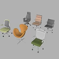 Modern Office Chairs In Various Styles And Multiple Colors For Workspace 3d model